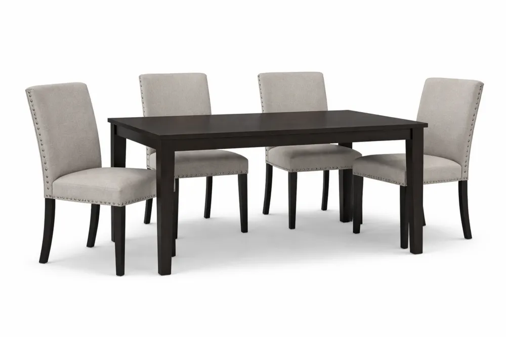 Ensemble de salle à manger en bois massif avec chaises rembourrées