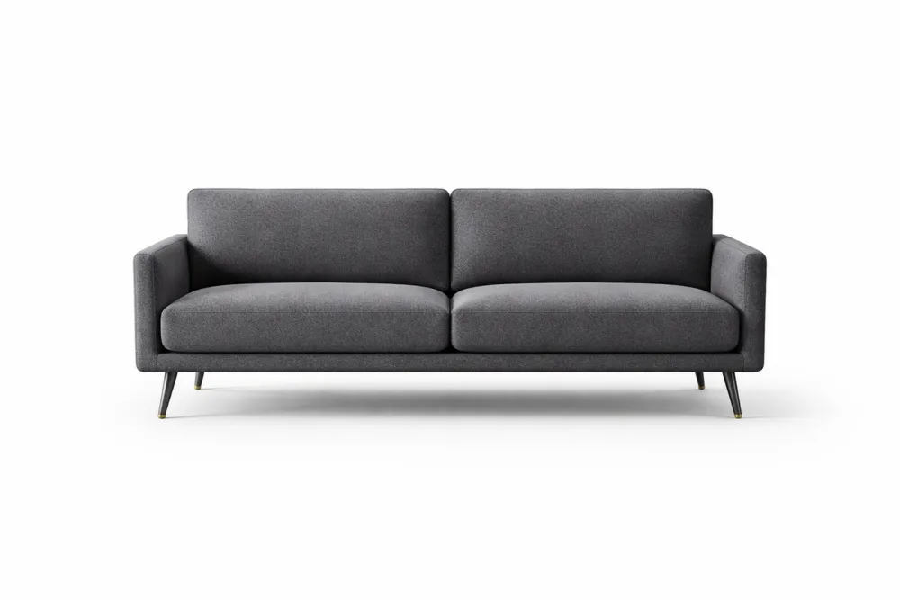 Canapé 2 places en tissu gris avec structure en acier