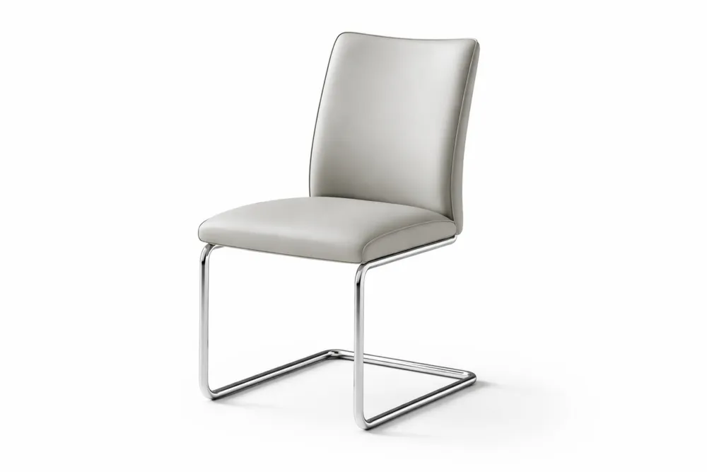 Chaise de salle à manger en PU blanc avec structure en acier