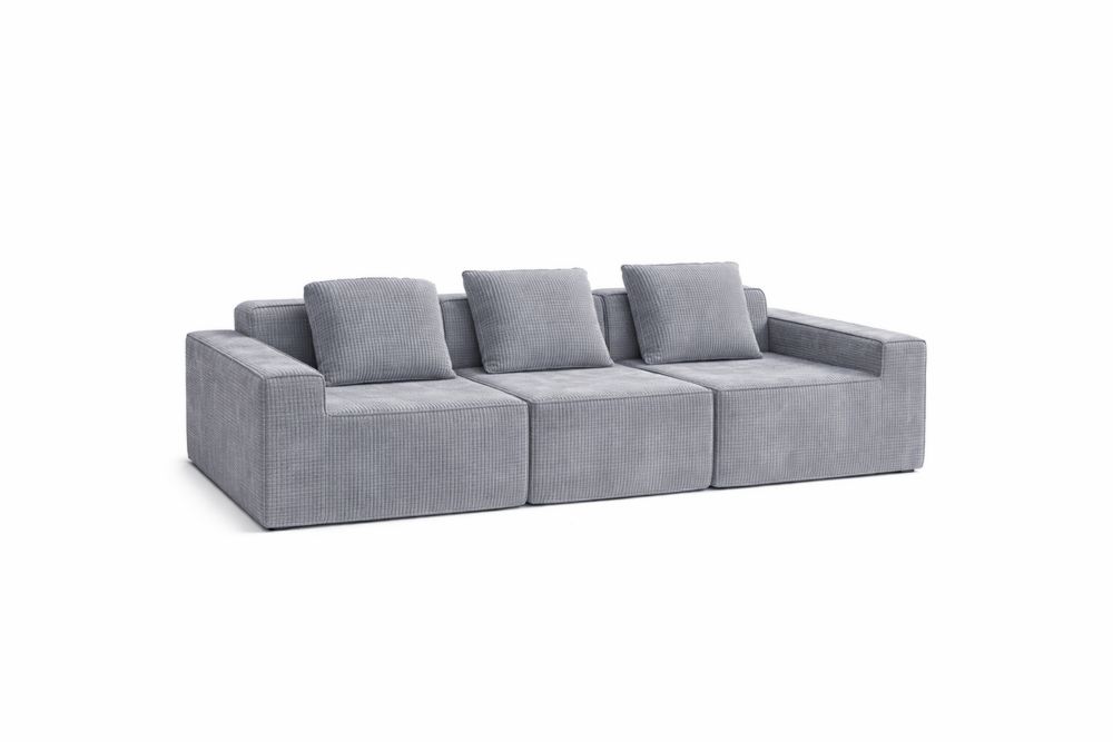Canapé modulable 3 places en tissu gris