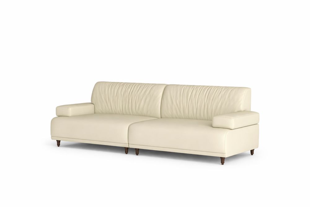 Canapé en cuir synthétique crème 3 places