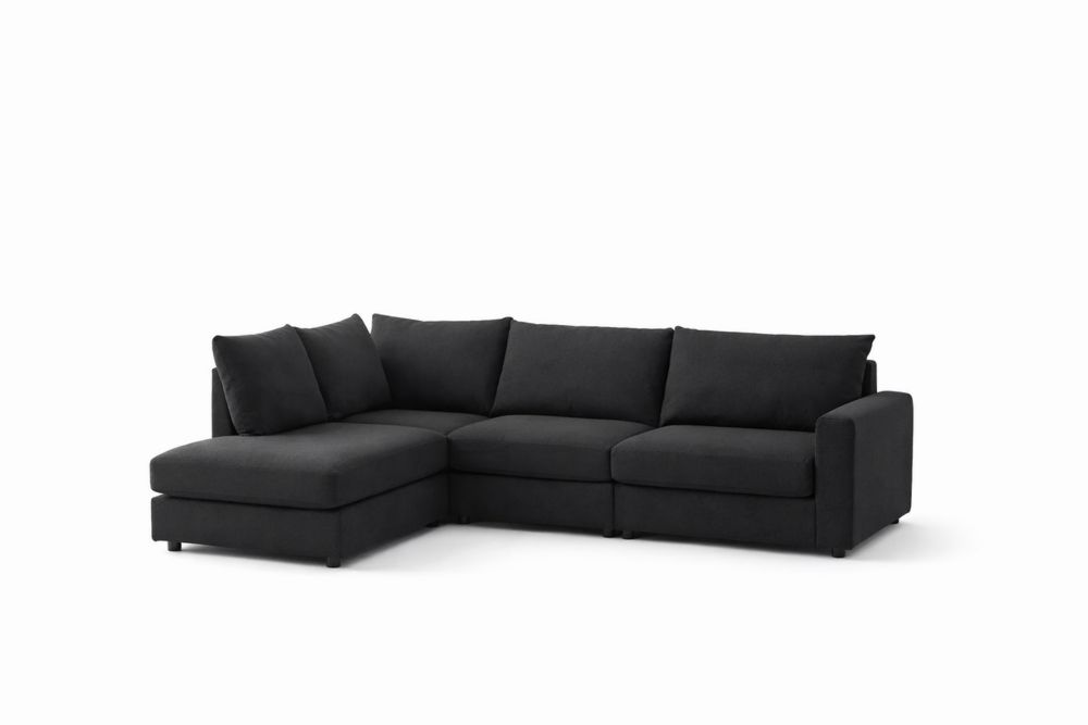 Canapé d'angle en tissu noir 283x95x90 cm