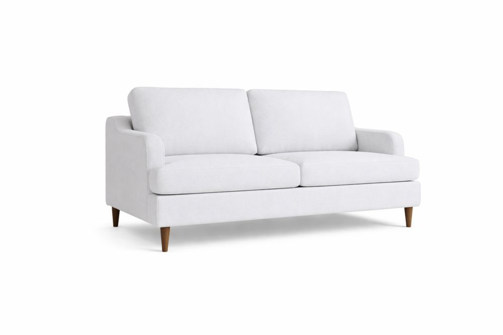 Canapé 2 Places Tissu Blanc Pieds bois massif