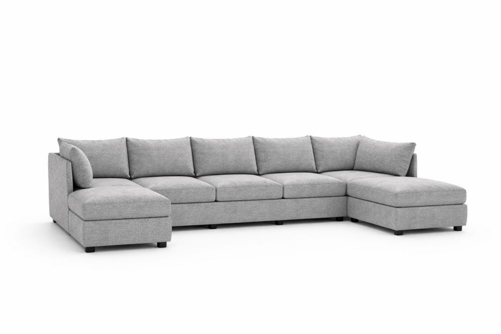 Canapé d'angle modulable en tissu gris