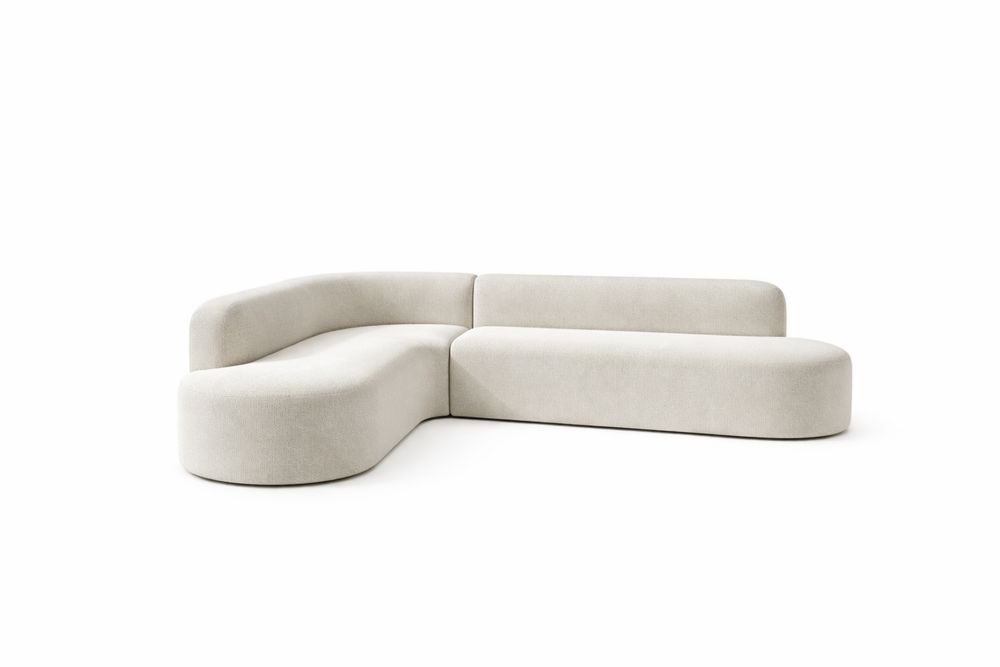 Canapé d'angle en tissu blanc crème 300x150x75 cm