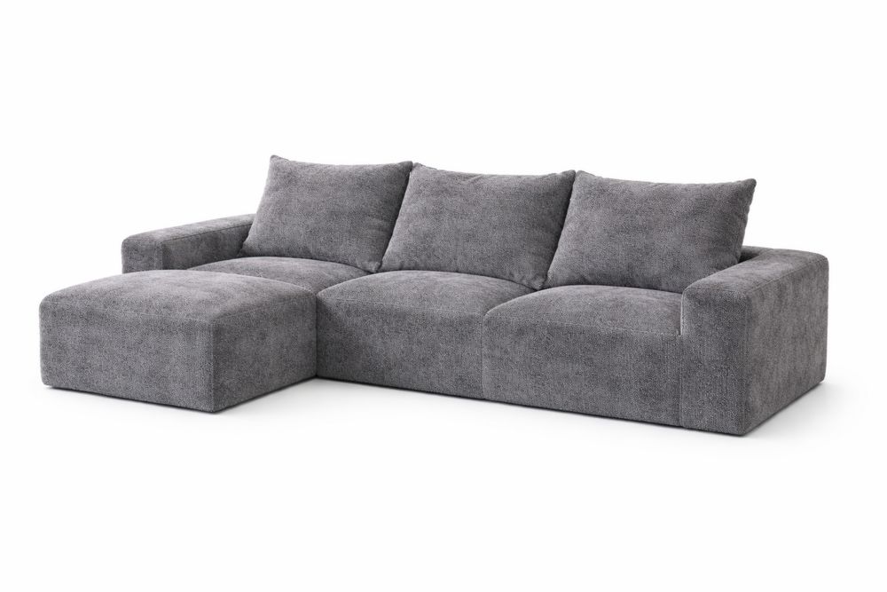 Canapé d'angle en tissu polyester Gris