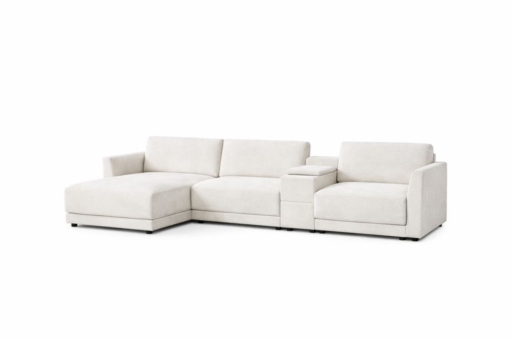 Canapé d'angle modulable en textile beige