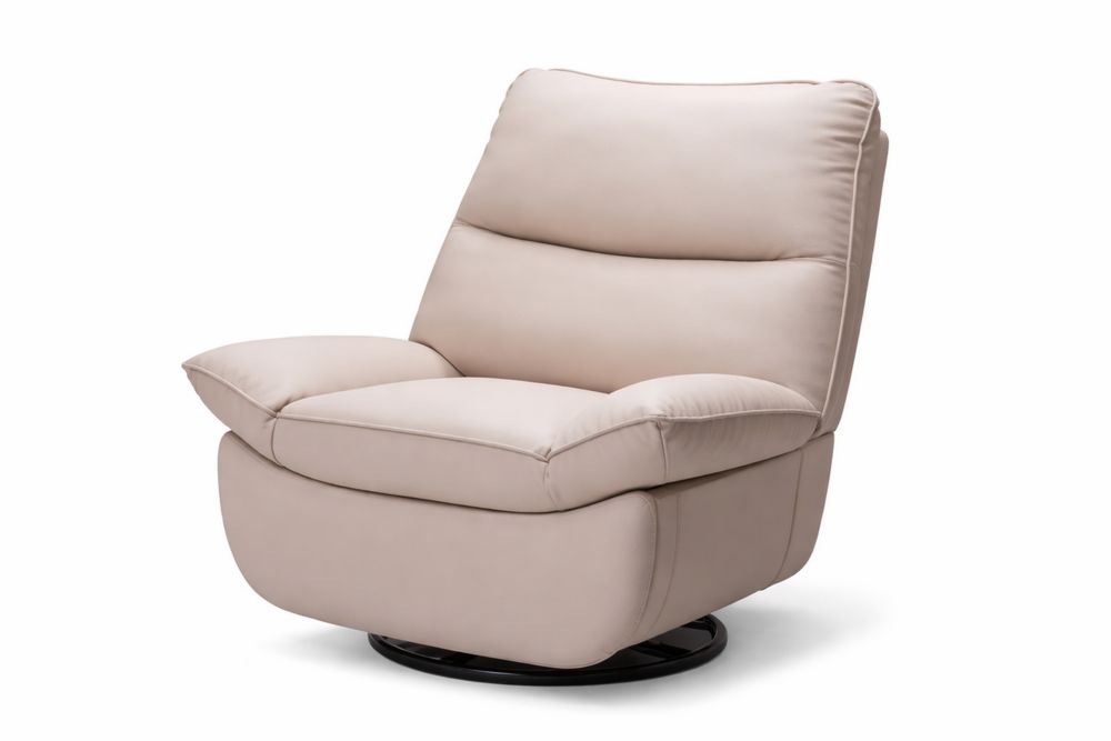 Fauteuil inclinable pivotant en cuir beige