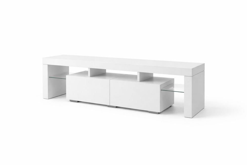 Meuble TV en MDF avec étagères en verre