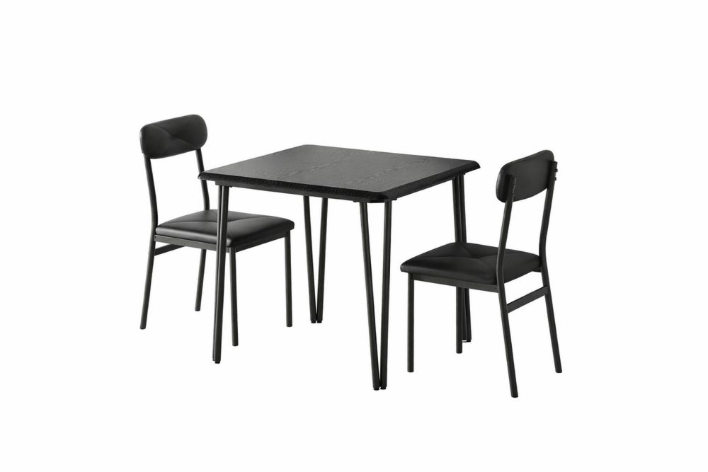 Ensemble de Table et Chaises Noir Acier inoxydable et Similicuir