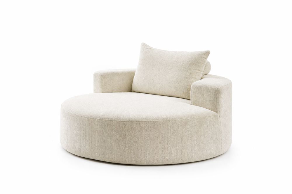 Fauteuil Rond Tissu Polyester Beige