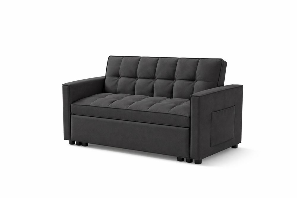 Canapé 2 places en tissu polyester gris