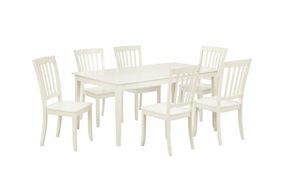 Table à manger avec 6 chaises en bois massif blanc