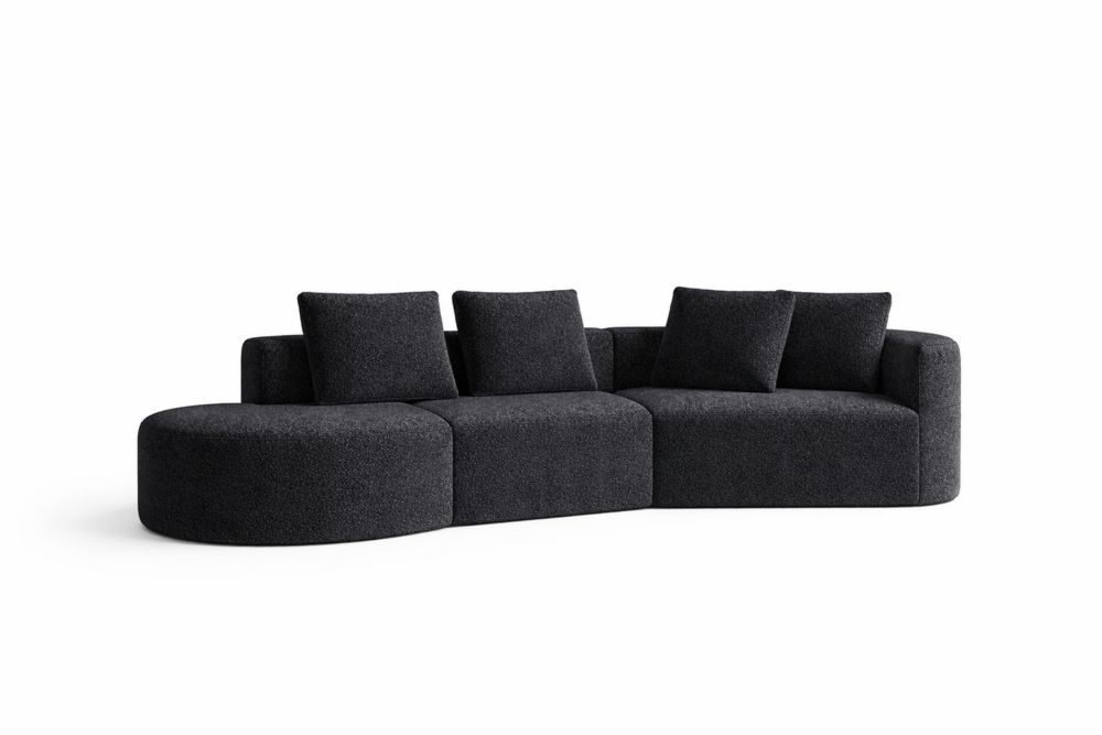 Canapé modulable en tissu gris foncé 4 places
