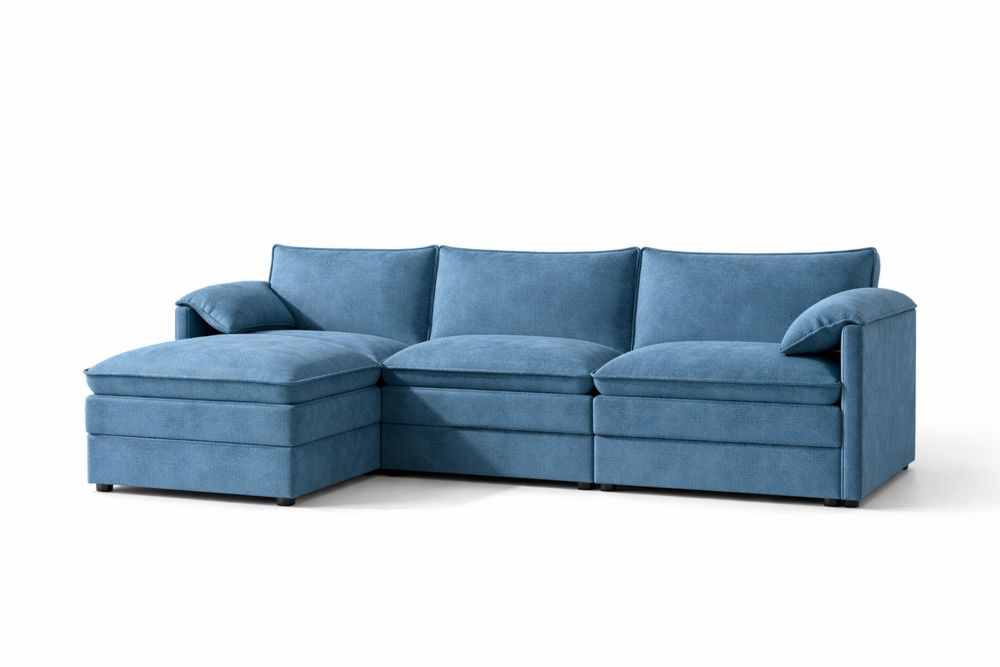 Canapé d'angle modulaire en tissu Bleu