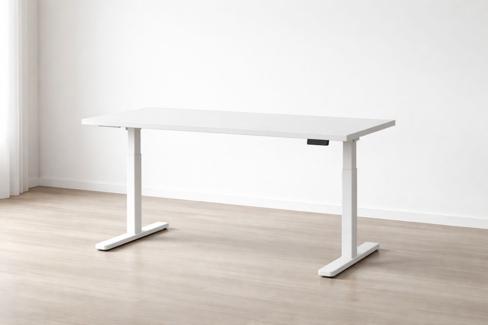 Bureau en métal réglable en hauteur blanc