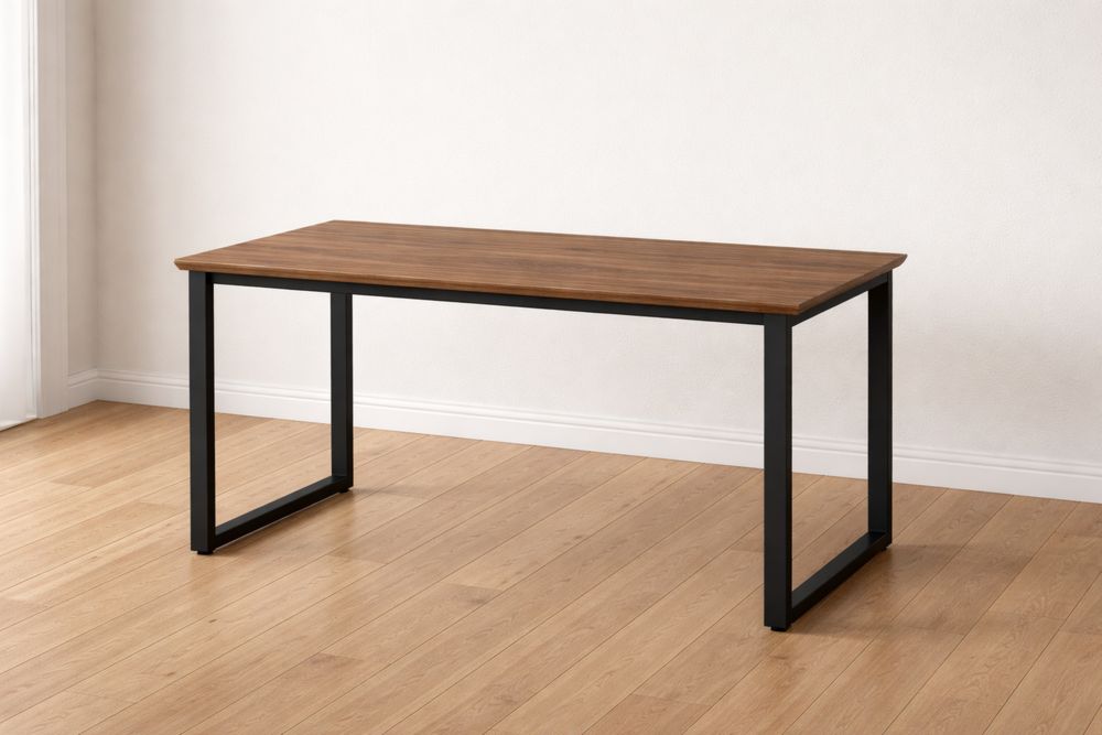 Table Rectangulaire en Bois et Métal Noir