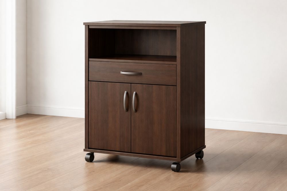 Chariot en bois avec tiroir et étagère 40x30x80 cm