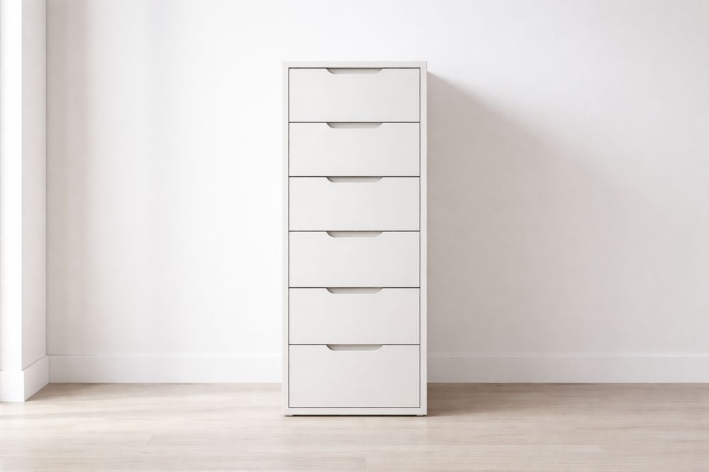 Commode à 6 tiroirs en bois MDF Blanc