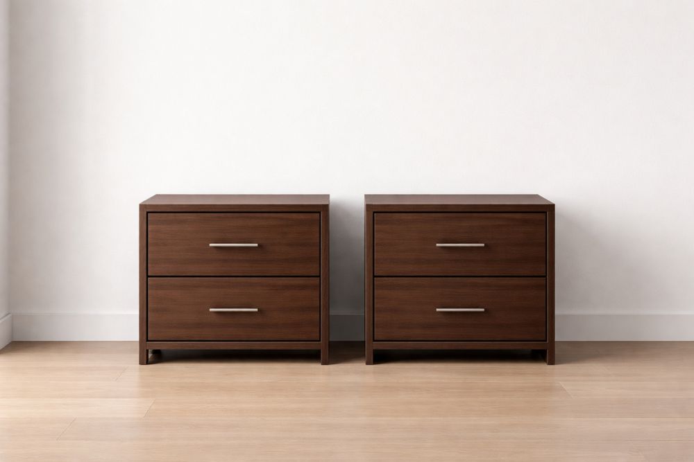 Paire de tables de chevet en bois avec 2 tiroirs