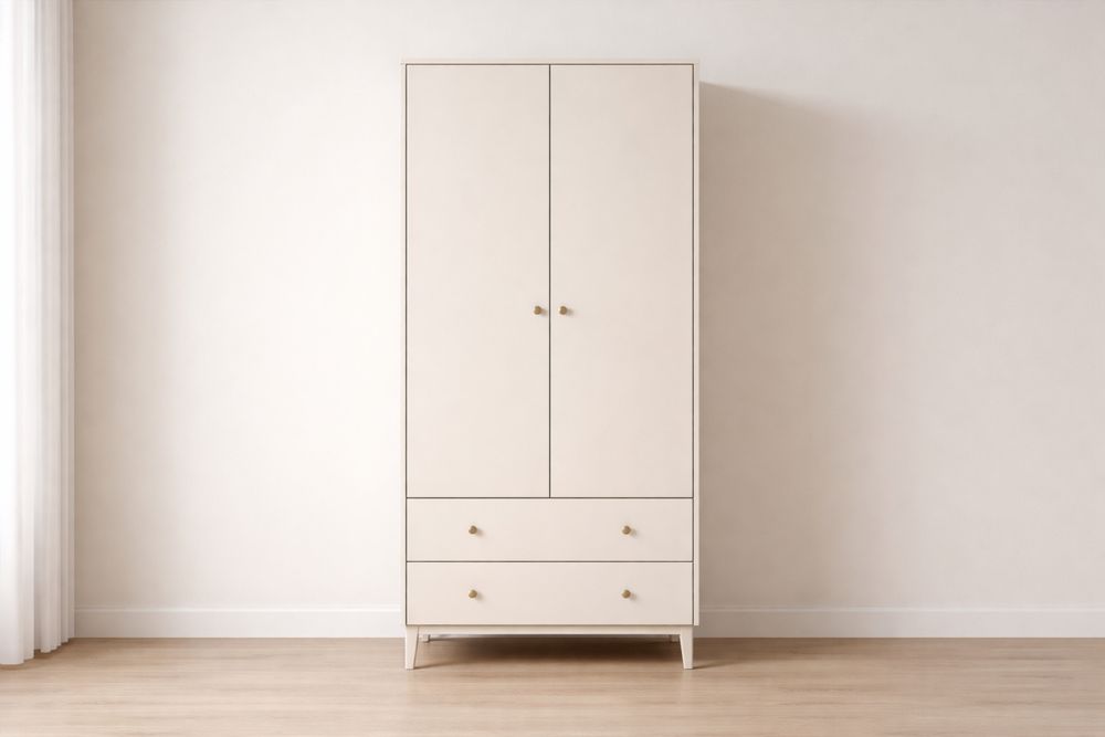 Armoire en bois MDF avec 2 portes et 2 tiroirs