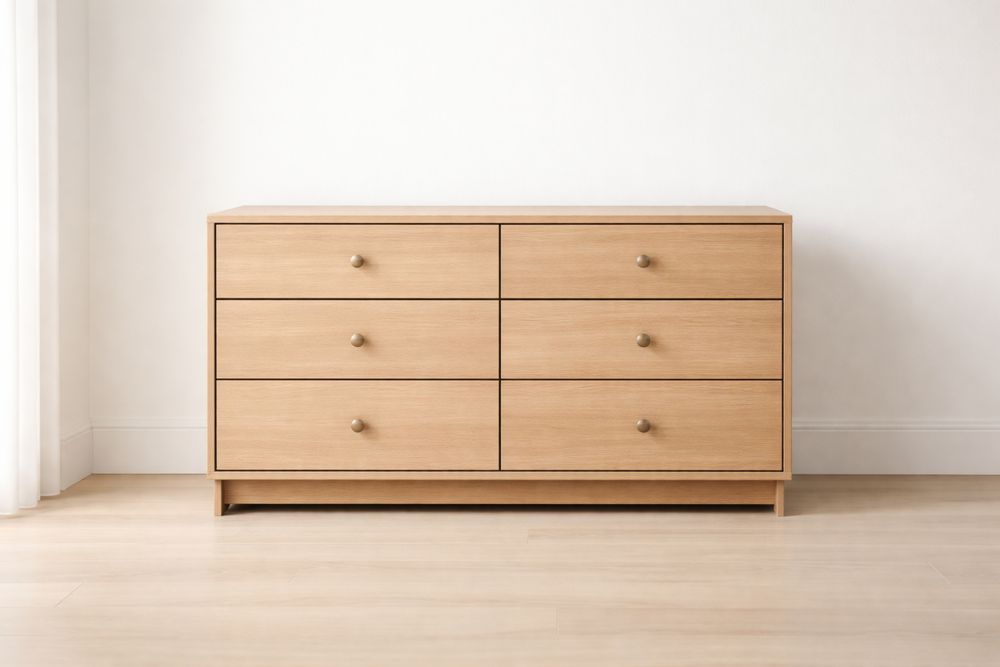 Commode en Bois Chêne 6 Tiroirs