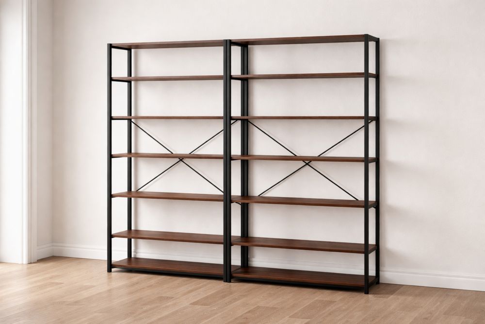 Étagères en Bois et Métal Marron et Noir 6 Niveaux