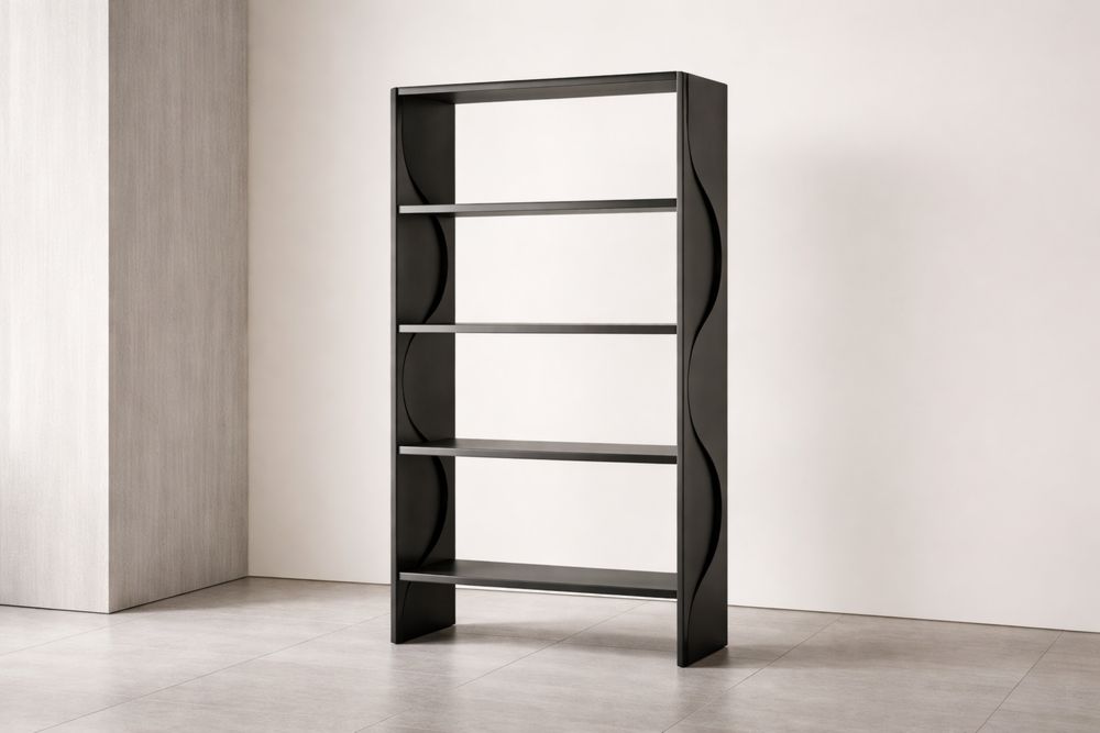 Étagère en métal noir à cinq niveaux 180cm x 90cm x 35cm