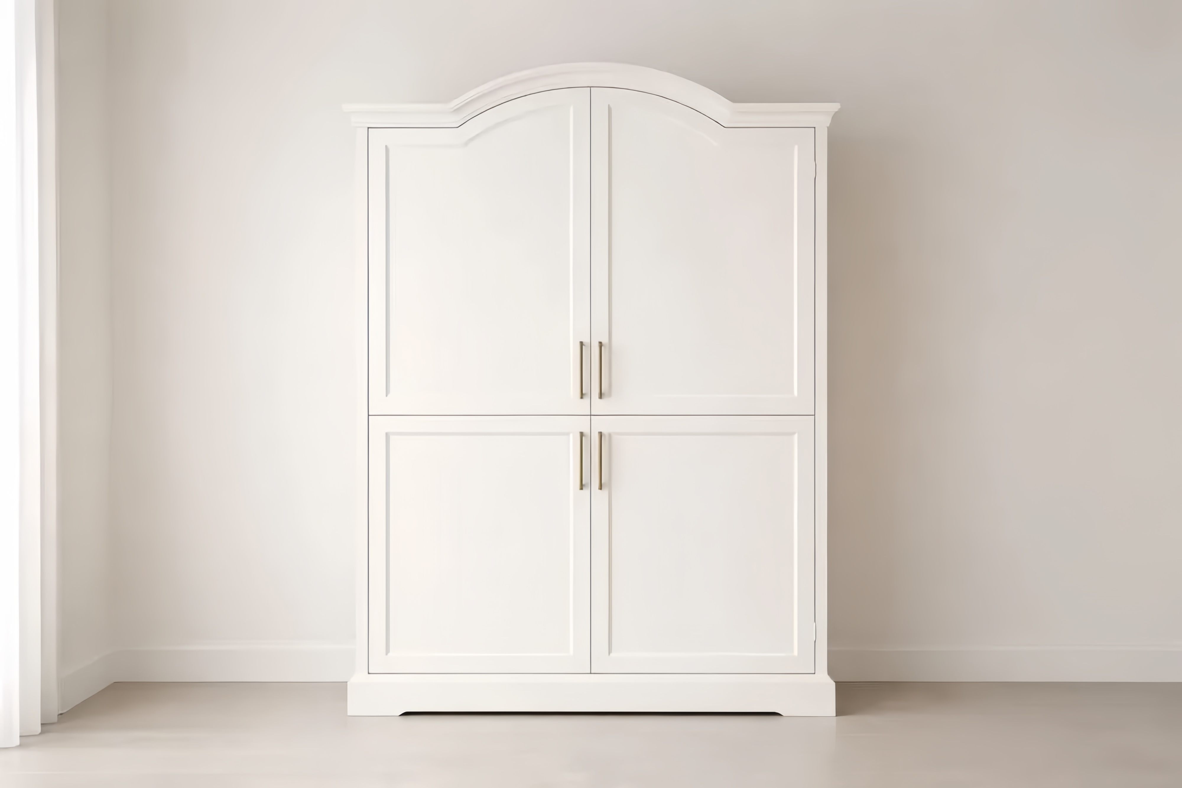 Armoire en Bois MDF Blanc avec Poignées Métalliques
