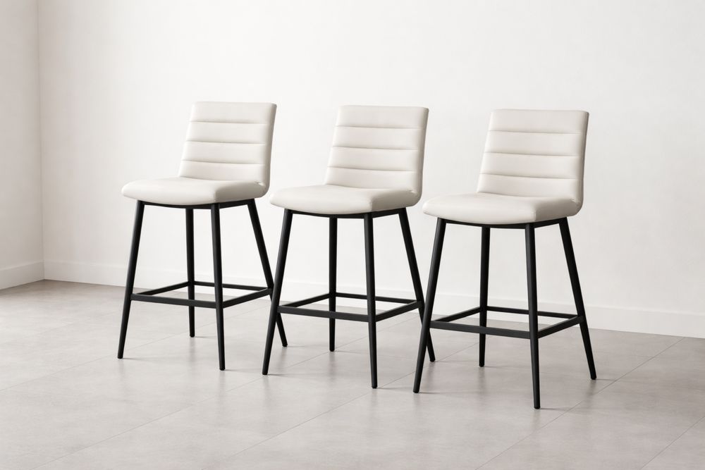 Tabourets de bar en cuir PU et métal noir (ensemble de 3)