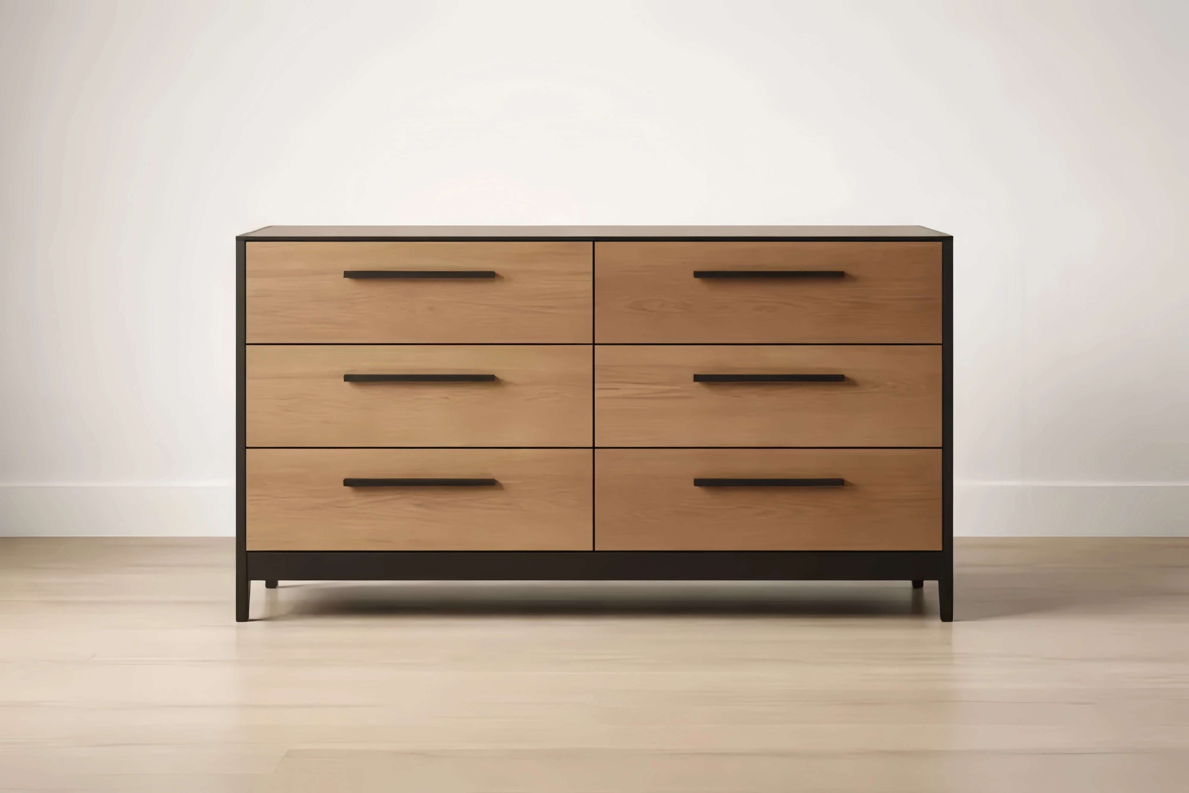 Commode 6 tiroirs MDF Aluminium Noir 120x40x80 cm