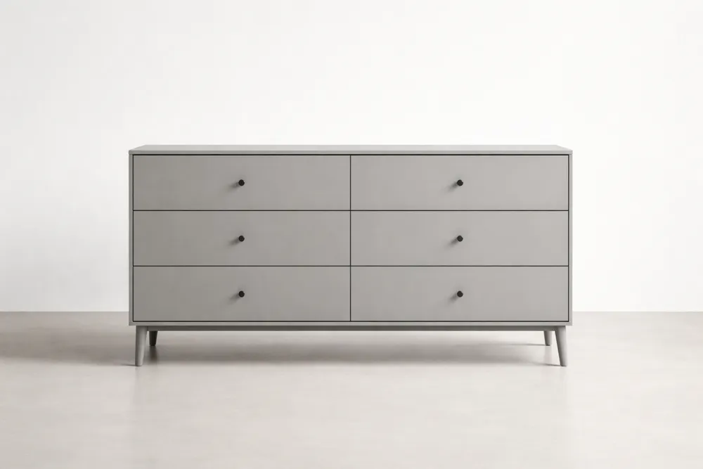 Commode en MDF avec 6 tiroirs gris
