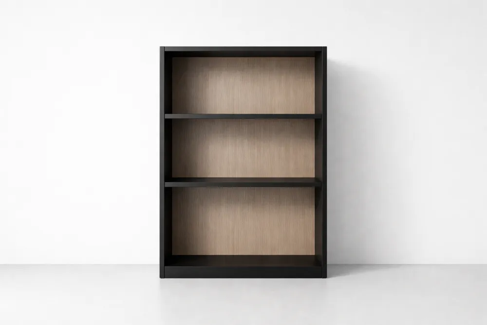 Étagère en MDF Noir et Placage Bois massif 120x80x30 cm