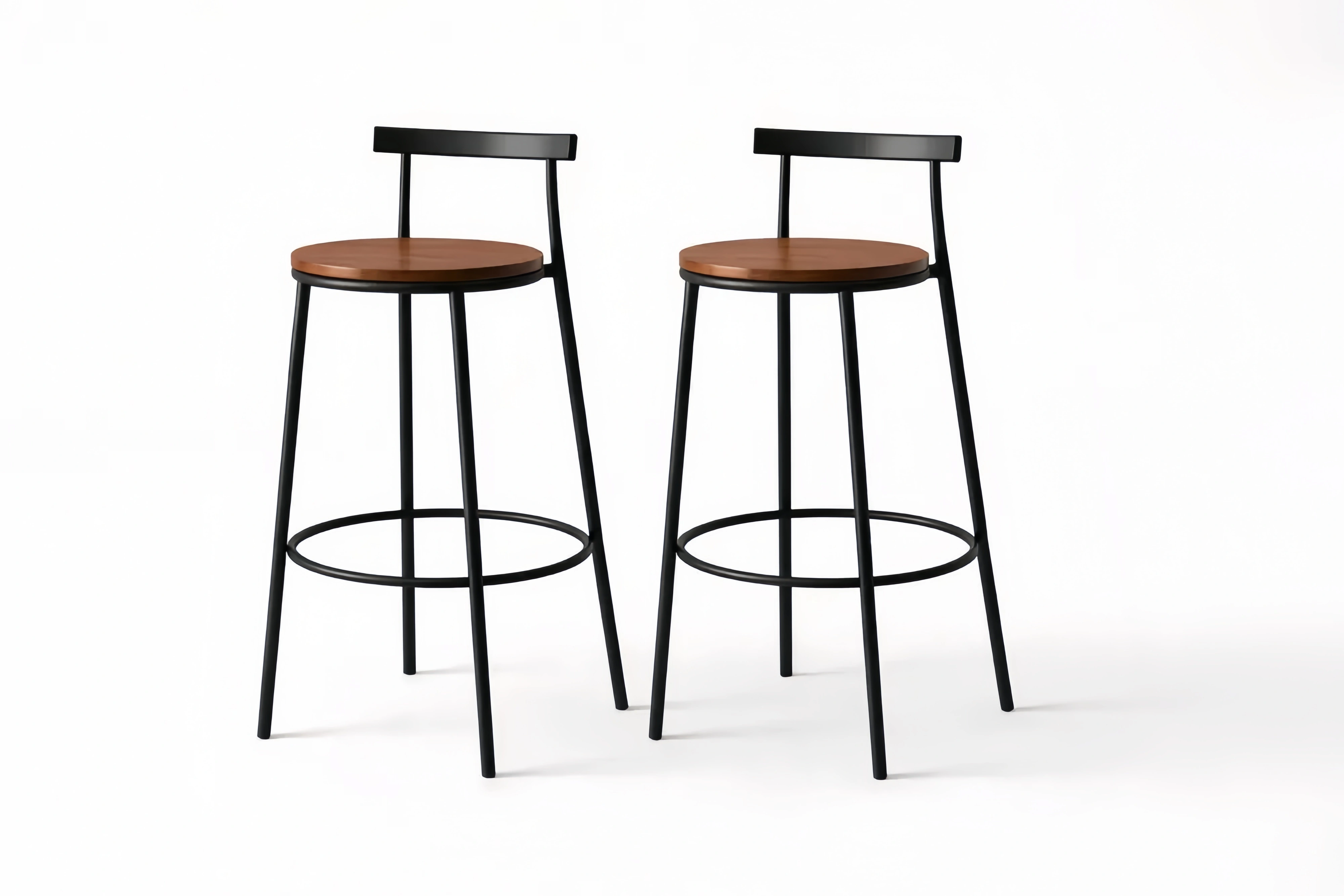 Tabourets de bar en acier et bois massif Noir/Marron (lot de 2)