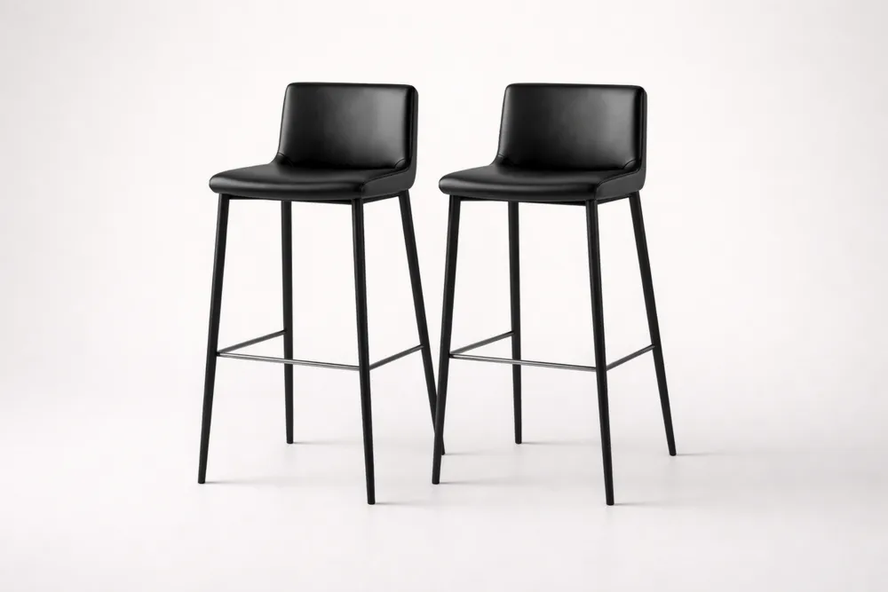 Tabourets de Bar en Aluminium et Synthétique Noir H75 cm Lot de 2