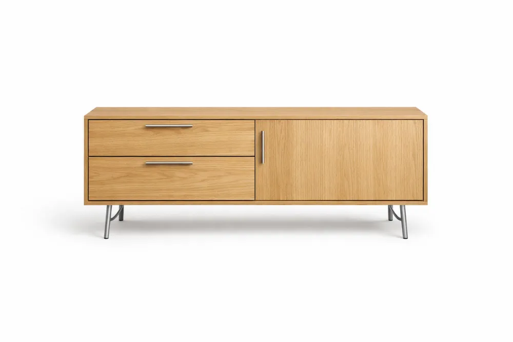 Commode en chêne avec 2 tiroirs et 1 porte