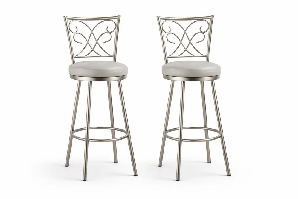 Tabourets de Bar en aluminium Argent avec Assise Rembourrée Gris Clair