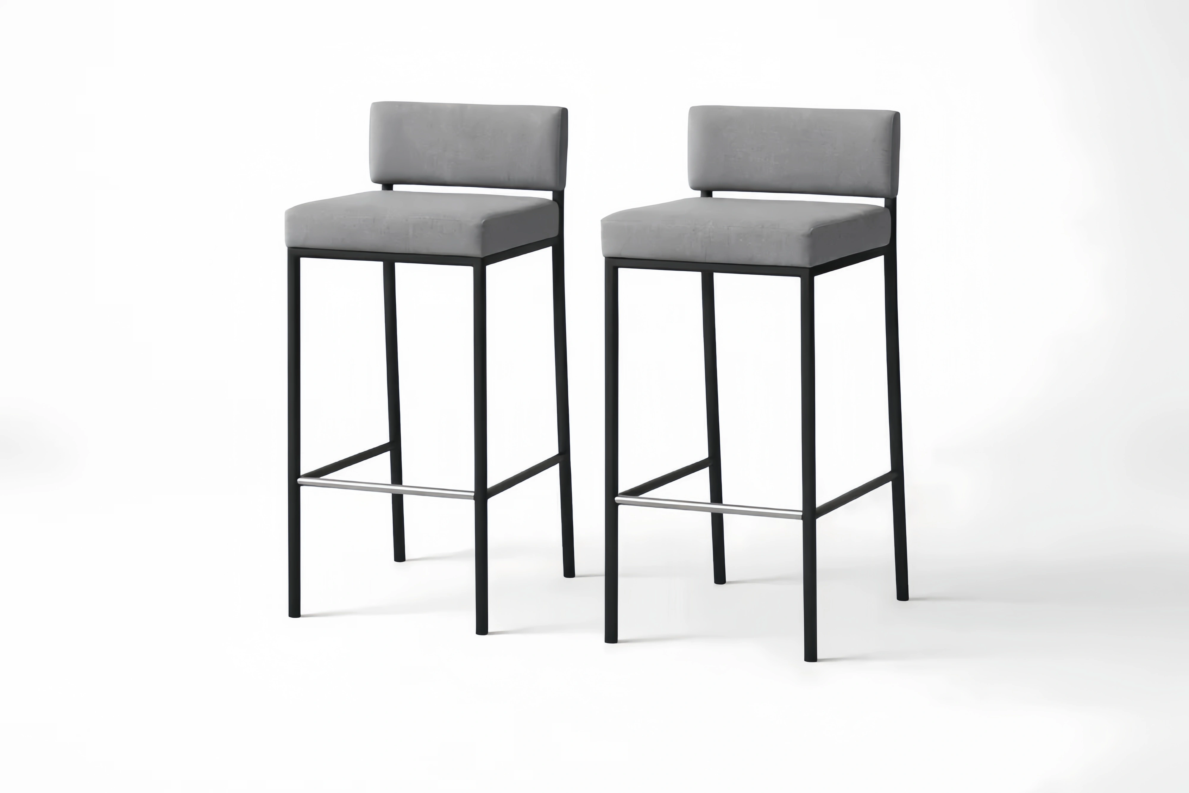 Lot de 2 tabourets de bar en tissu avec cadre acier, hauteur 100 cm