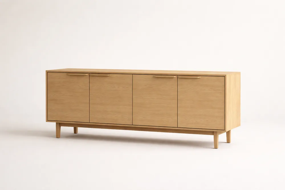 Buffet en chêne plaqué avec 4 portes 180x45x75 cm