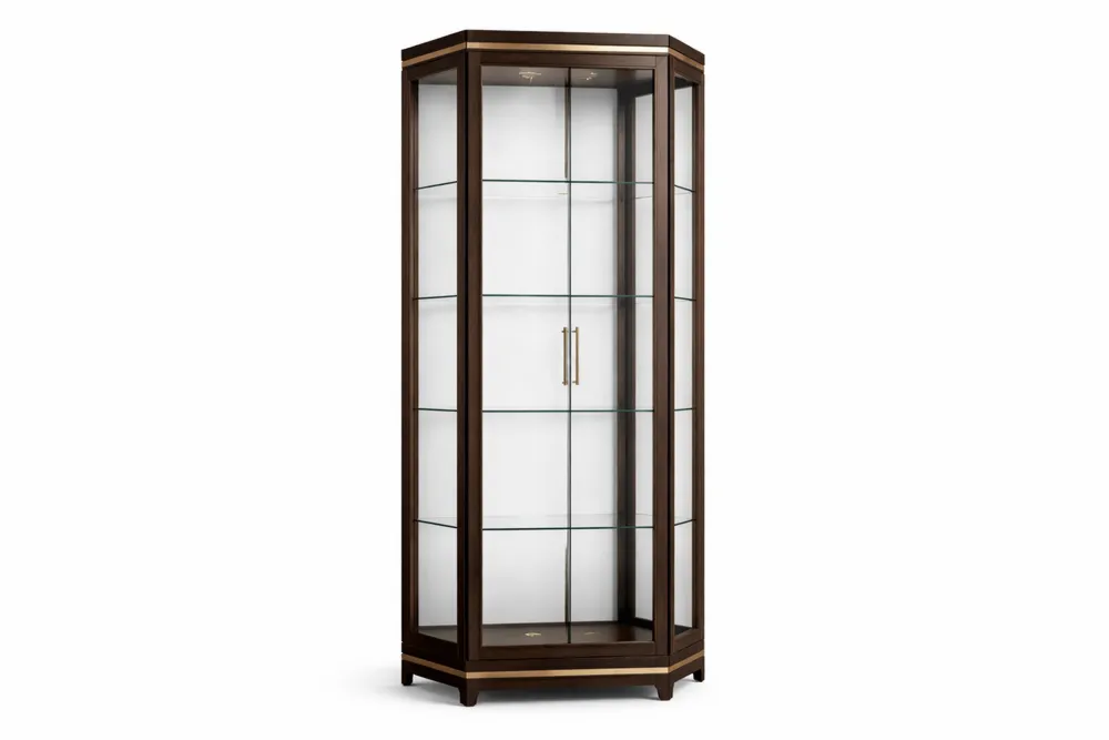 Vitrine en bois massif et verre trempé Marron 190x80x40 cm