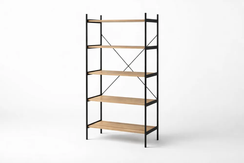 Étagère en MDF et aluminium noir à 5 niveaux