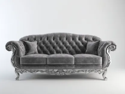 Sofás 3 plazas - Terciopelo-Metal - 236x98x90 cm - Gris - Estilo clásico elegante-Denuppad