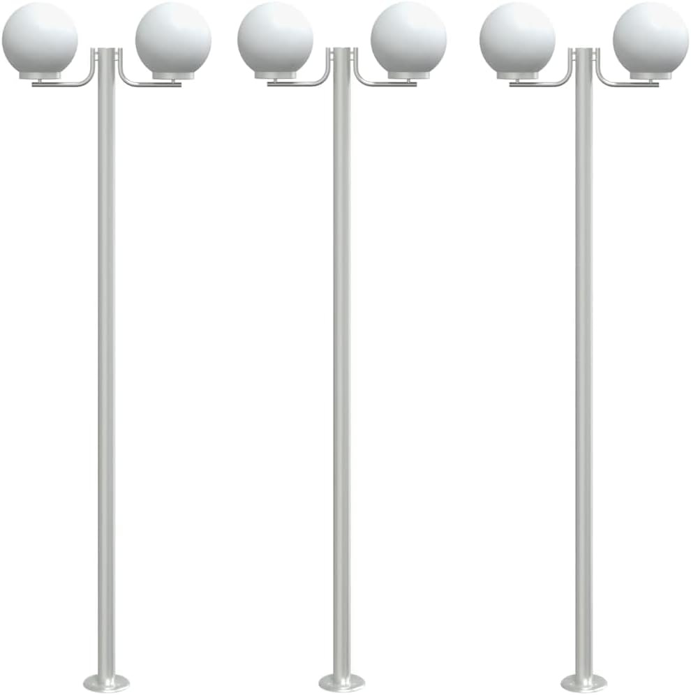 vidaXL Farolas de exterior 3 unidades acero inoxidable 215 cm