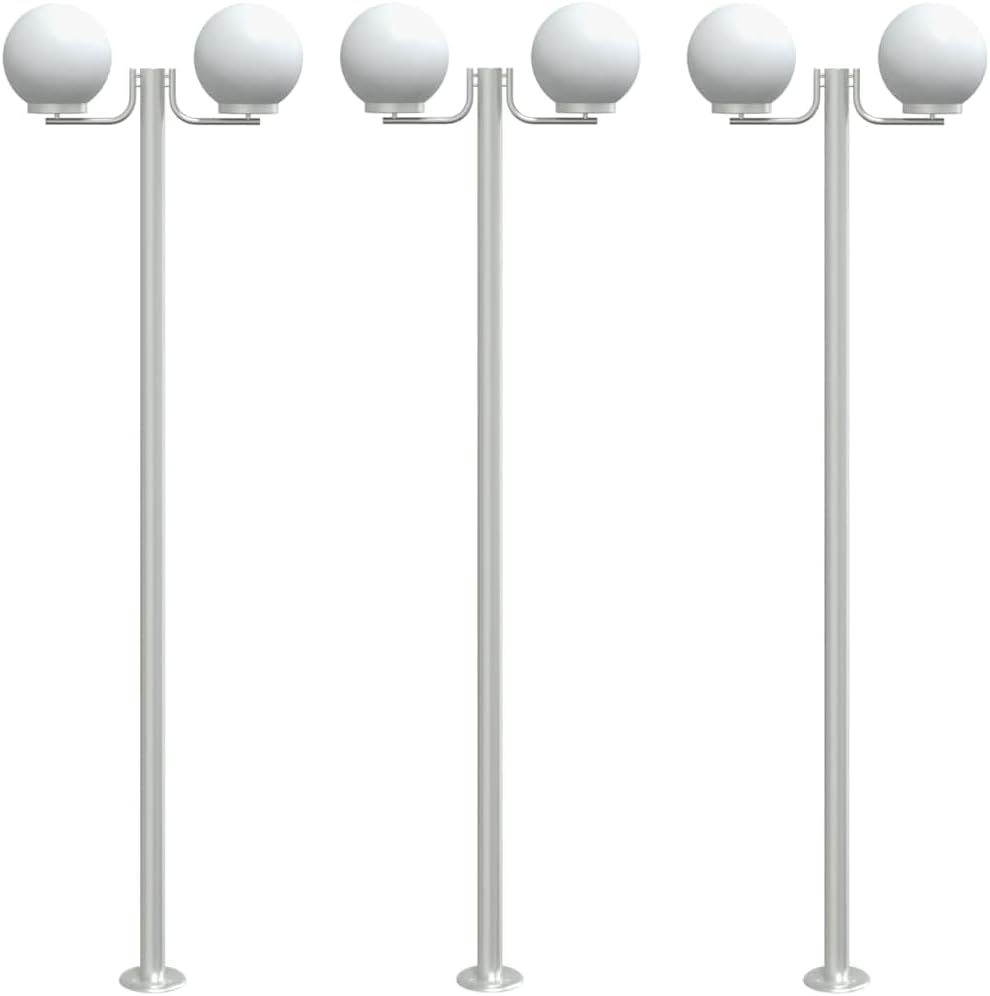 vidaXL Farolas de exterior 3 unidades acero inoxidable 215 cm