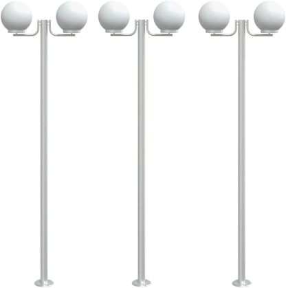 vidaXL Farolas de exterior 3 unidades acero inoxidable 215 cm