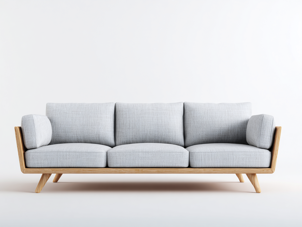 Sofás 3 plazas - Tela-Madera - 232x92x84 cm - Gris claro - Estilo nórdico-Denuppad