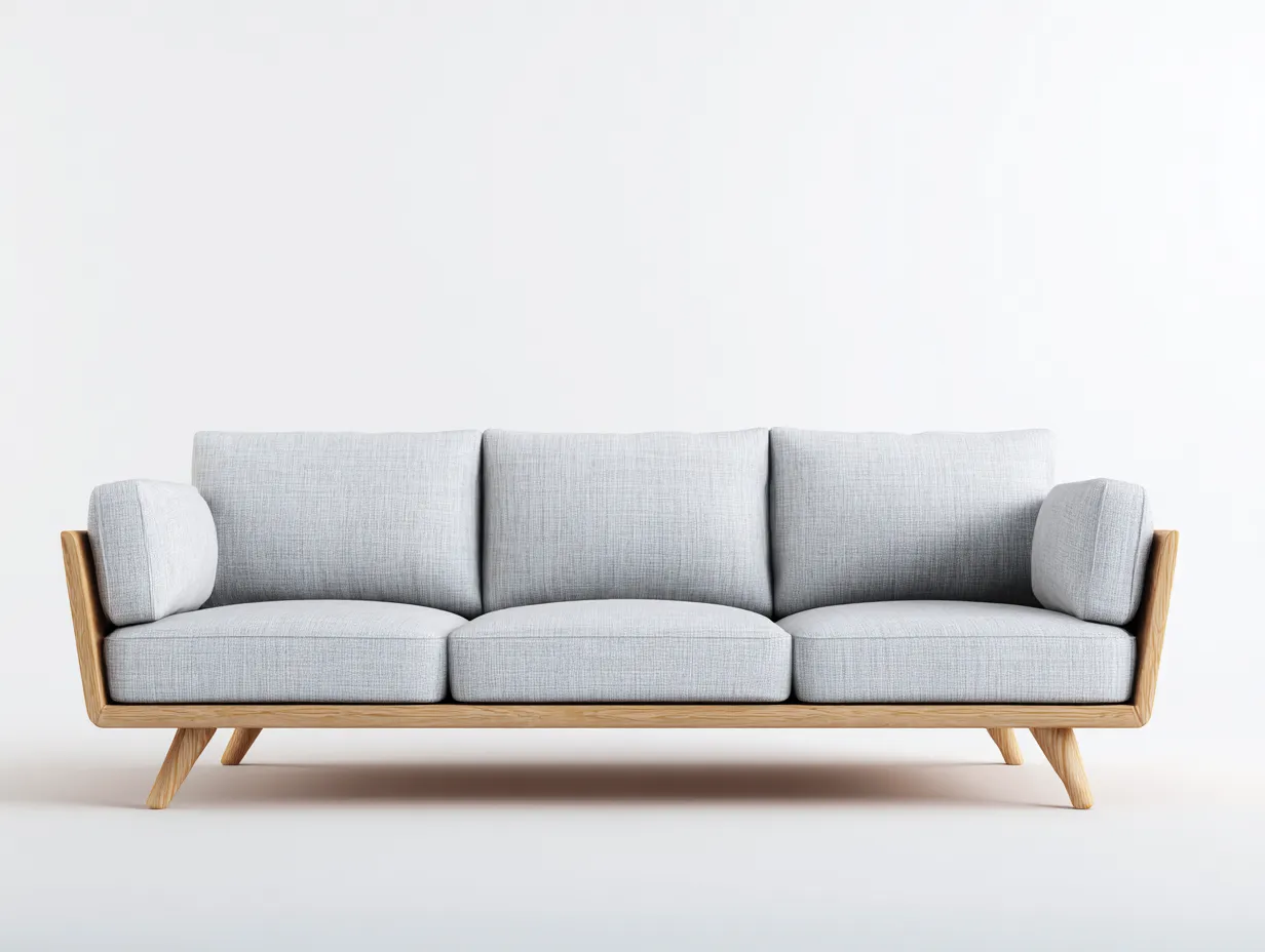 Sofás 3 plazas - Tela-Madera - 232x92x84 cm - Gris claro - Estilo nórdico-Denuppad