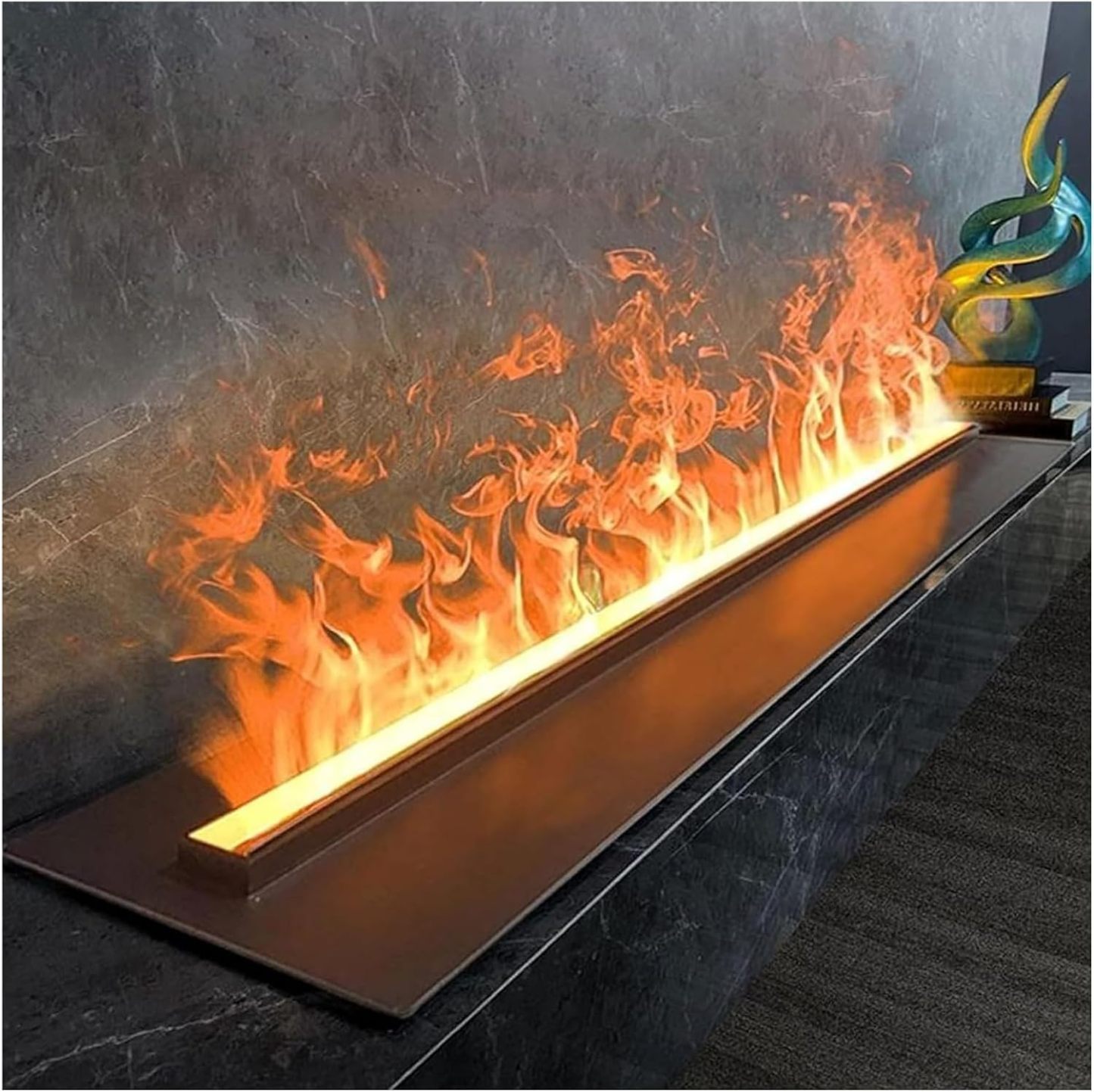 Chimenea de vapor 3d con colores de llama ajustables y niveles de luz, control táctil/remoto, acero inoxidable cepillado (70 cm)