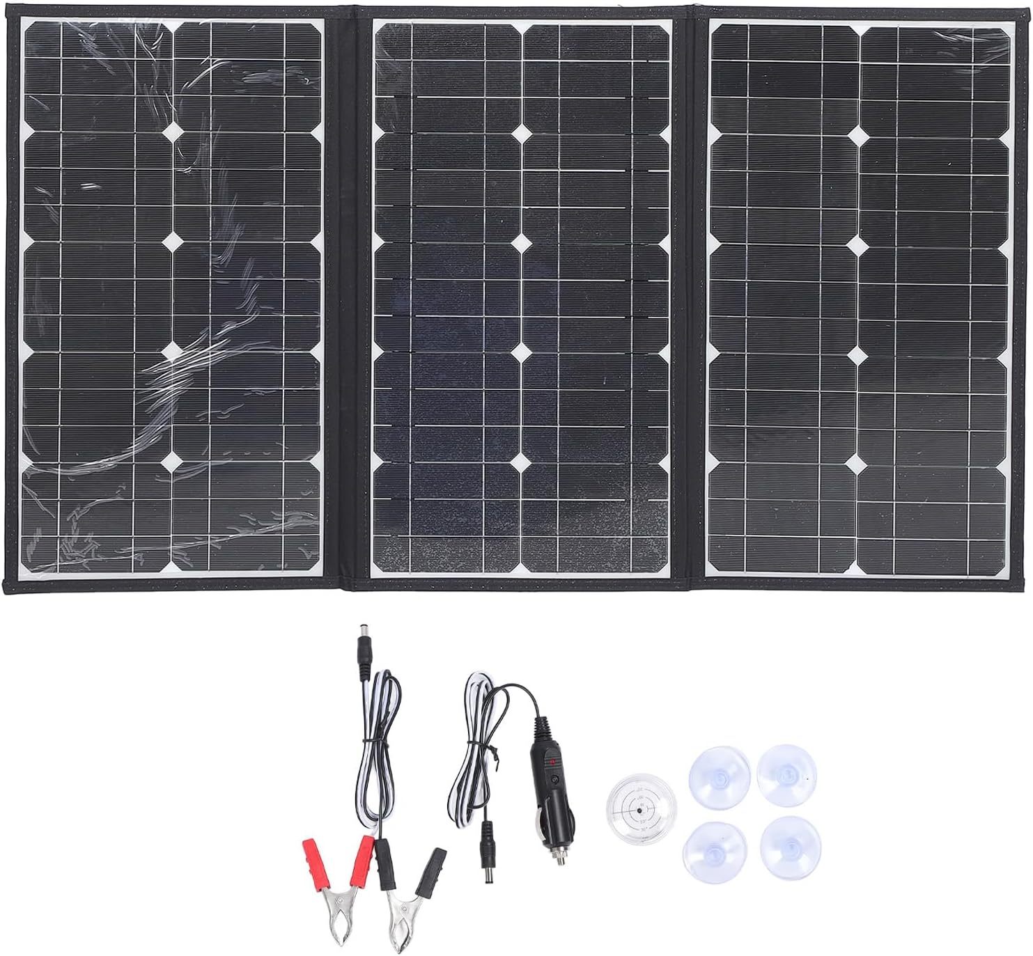 Panel Solar Plegable 200W 18V, Ligero IP65 Resistente al Agua, Cargador Solar Portátil Para Auto, Barco, Caravana - Eficiencia Alta de Conversión, Fácil de Transportar, Ideal par