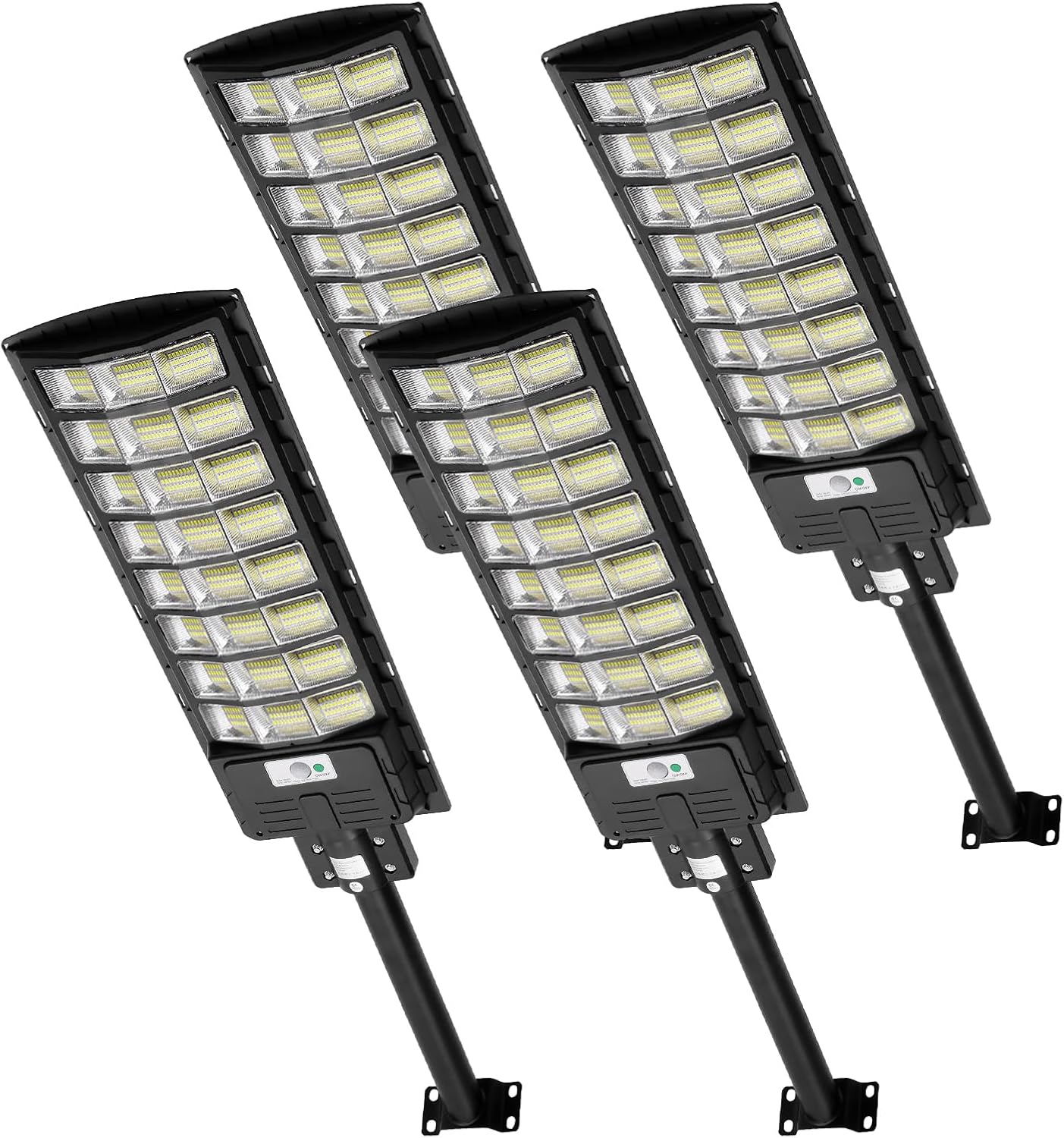 Viugreum 4 Packs 800W Farola Solar Exterior, Lámpara LED con Sensor de Movimiento y Mando a Distancia, IP65 Impermeable, 6500K Foco Exterior Temporizador Para Aparcamiento Jardín